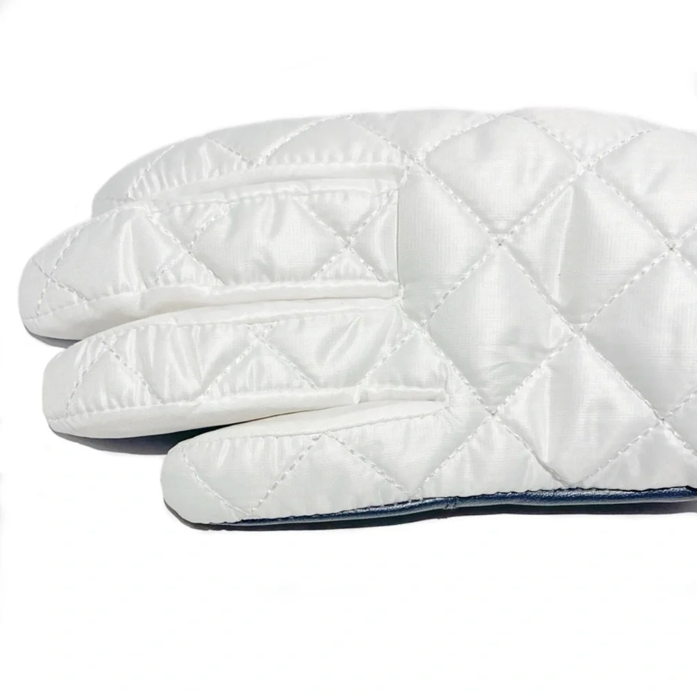UGG White Black Quilted Shearling Trim & Leather Gloves NWT